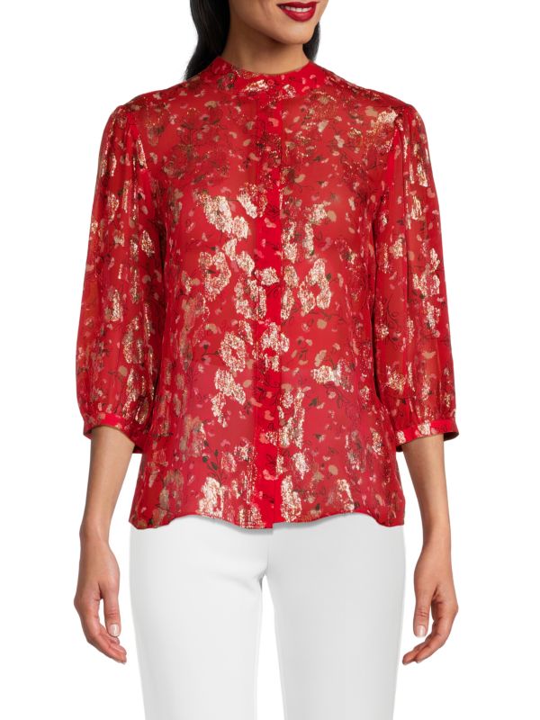 ba&sh Tanama Metallic Silk Blouse